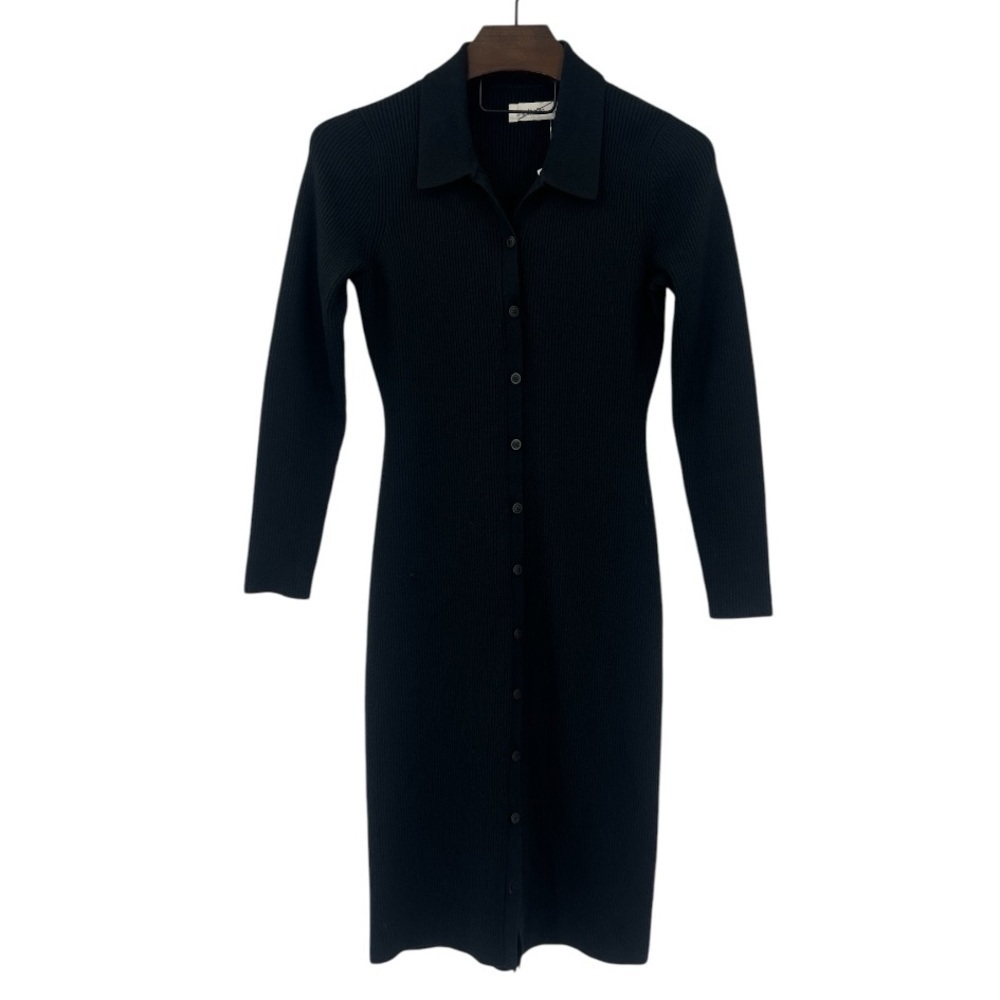 NWT’S Abercrombie & Fitch Elegant Black Button-Up Rib Knit Bodycon Dress SZ L